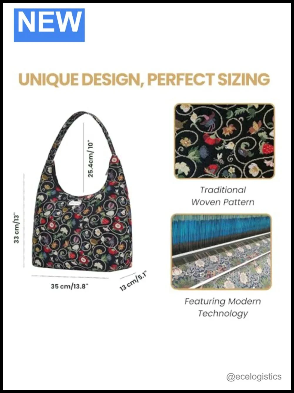 Woven Tapestry Hobo Shoulder Bag Slouch Purse Women